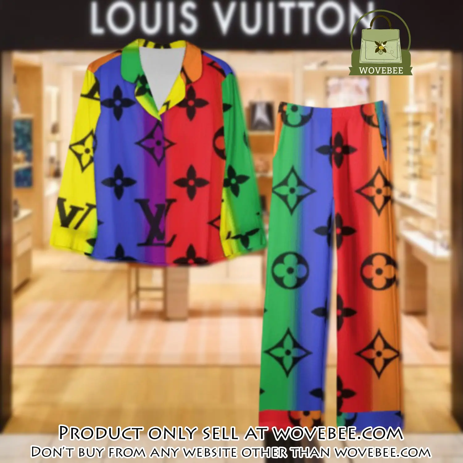 Trending luxury lv satin pajama set pjs1110 wvb1350810